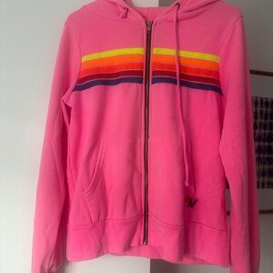 Aviator Nation Pink Hoodie with Orange Accents